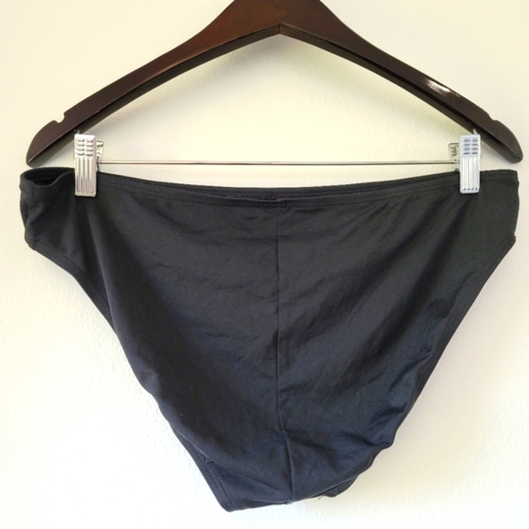 Black L Bikini Bottom Large Full Coverage High Waist Line Down The Back - Picture 2 of 2